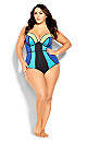 Colour Block Underwire 1 Piece - aqua