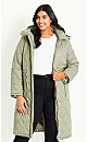 Quilted Hood Coat - green