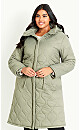 Quilted Hood Coat - green