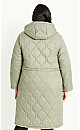 Quilted Hood Coat - green