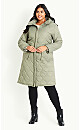 Quilted Hood Coat - green