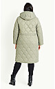 Quilted Hood Coat - green