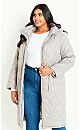 Quilted Hood Coat - gray