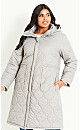 Quilted Hood Coat - gray