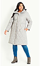 Quilted Hood Coat - gray