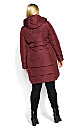 Plus Size Contrast Zip Coat - wine