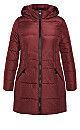 Plus Size Contrast Zip Coat - wine