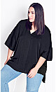 Plus Size Moment Plain Pleat Top - black