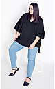 Plus Size Moment Plain Pleat Top - black