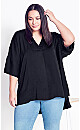 Plus Size Moment Plain Pleat Top - black