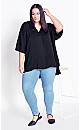 Plus Size Moment Plain Pleat Top - black