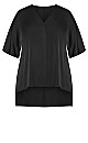 Plus Size Moment Plain Pleat Top - black