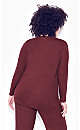 Plus Size Rib Button Sleep Top - berry