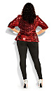 Sequin Puff Top - crimson