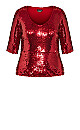 Sequin Puff Top - crimson