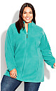 Plus Size Polar Fleece Zip Jacket - jade