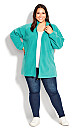 Plus Size Polar Fleece Zip Jacket - jade