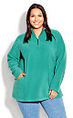 Plus Size Polar Fleece Pocket Tunic - jade