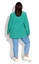 Plus Size Polar Fleece Pocket Tunic - jade