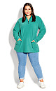 Plus Size Polar Fleece Pocket Tunic - jade