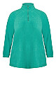 Plus Size Polar Fleece Pocket Tunic - jade