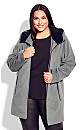 Faux Wool Hood Coat - gray