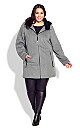 Faux Wool Hood Coat - gray