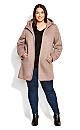 Plus Size Text Fleece Hood Coat - thistle