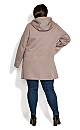 Plus Size Text Fleece Hood Coat - thistle