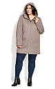 Plus Size Text Fleece Hood Coat - thistle