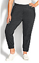 Plus Size Ponte Zipped Jogger - charcoal