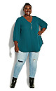 Plus Size Meila Zip Plain Top - emerald