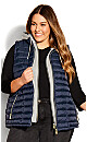 Plus Size Hooded Puffer Vest - navy