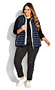 Plus Size Hooded Puffer Vest - navy