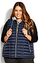 Plus Size Hooded Puffer Vest - navy