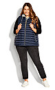 Plus Size Hooded Puffer Vest - navy