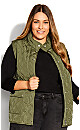 Plus Size Quinn Quilted Vest - olive