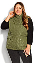 Plus Size Quinn Quilted Vest - olive