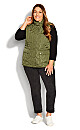 Plus Size Quinn Quilted Vest - olive