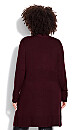 Clara Ribbed Detail Cardigan - plum