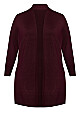 Clara Ribbed Detail Cardigan - plum