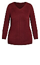 V Neck Sweater - berry