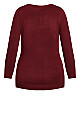 V Neck Sweater - berry