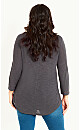 3/4 Sleeve Slash Neck Top - gray