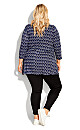 Plus Size Liv 3/4 Sleeve Pleat Print Tunic - marine