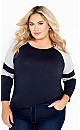 Splice Sleeve Top - navy gray