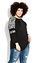 Plus Size Splice Sleeve Print Top - zebra