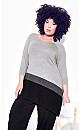 Plus Size Asymmetrical Splice Sweater - gray