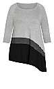 Plus Size Asymmetrical Splice Sweater - gray