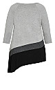 Plus Size Asymmetrical Splice Sweater - gray